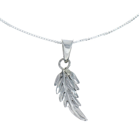 Navajo Sterling Silver Leaf Pendant 16" Box Italian Chain Necklace Set X10686